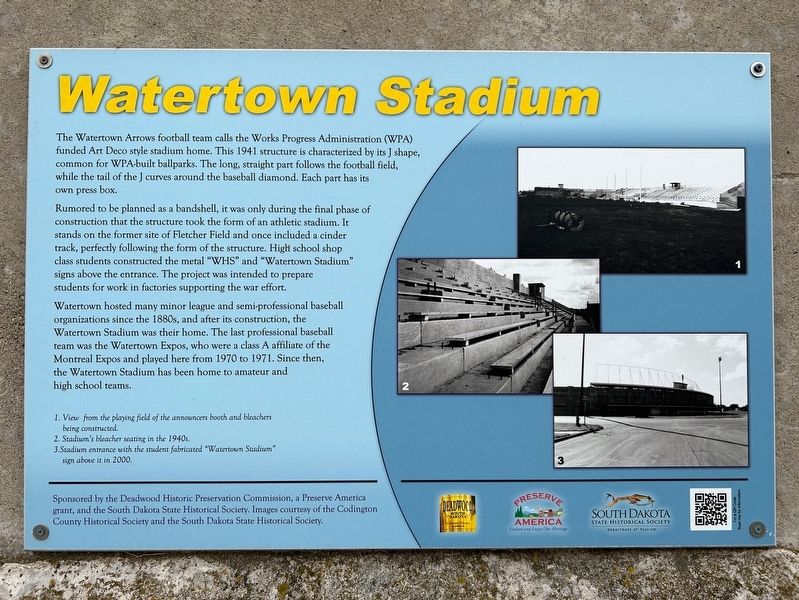 Watertown Stadium Marker. Click for full size. Watertown Stadium Marker image. Click for full size.