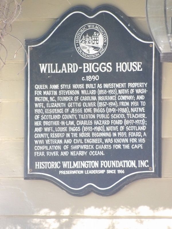 Willard-Biggs House Marker. Click for full size. Willard-Biggs House Marker image. Click for full size.