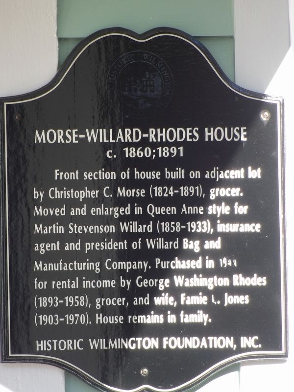 Morse-Willard-Rhodes House Marker. Click for full size. Morse-Willard-Rhodes House Marker image. Click for full size.