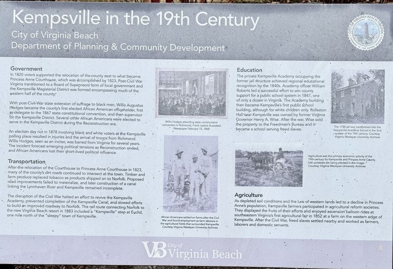 Kempsville in the 19th Century Marker image. Click for full size.