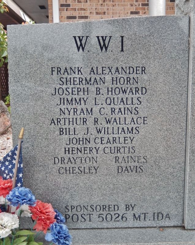 Montgomery County Veterans Memorial<br>World War I. Click for full size. Montgomery County Veterans Memorial<br>World War I image. Click for full size.
