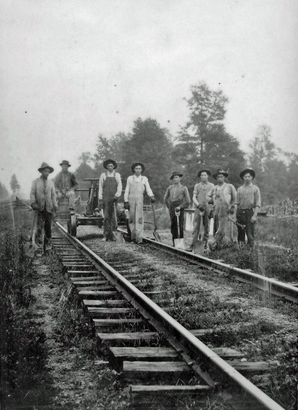 Marker detail: Station Crew at Marmaduke, Arkansas, ca. 1900 image. Click for full size.