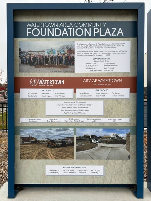 Adjacent Watertown Area Community Foundation Plaza Marker image. Click for full size.
