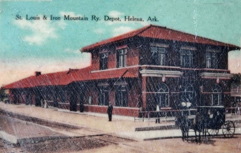 Marker detail: St. Louis & Iron Mountain Ry. Depot, Helena, Ark. image. Click for full size.