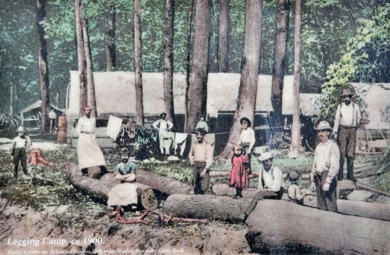 Marker detail: Logging Camp, ca. 1900 image. Click for full size.