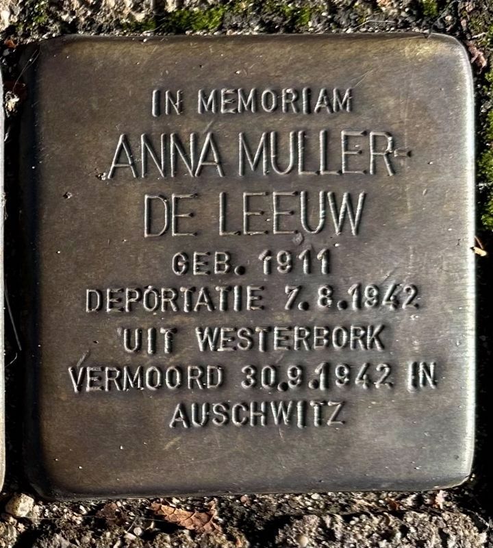 Anna Muller - de Leeuw stolperstein image. Click for full size.