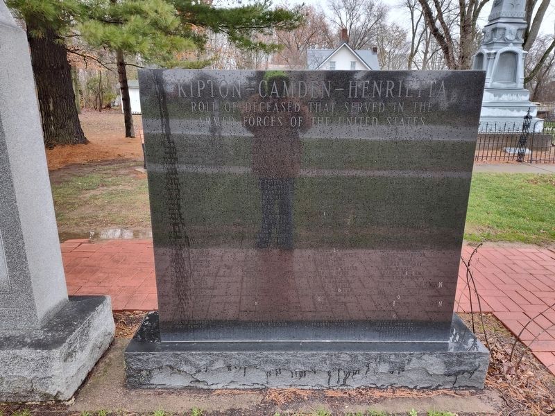 Kipton Camden-Henrietta Roll Of Deceased Marker Stone 1 Side 1 image. Click for full size.