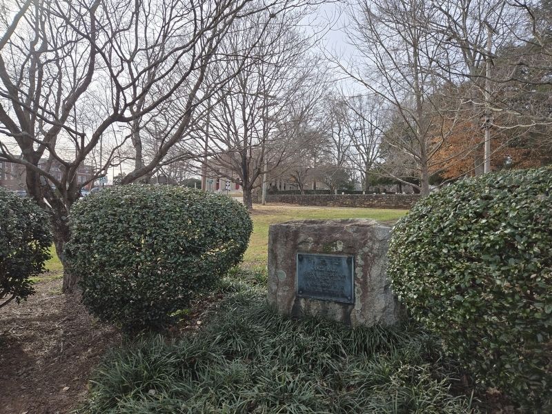 James Hall Marker looking towards First Presbyterian Church & Fourth Creek Burying Ground image. Click for full size.