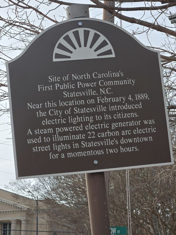Site of North Carolina's First Public Power Community Marker image. Click for full size.