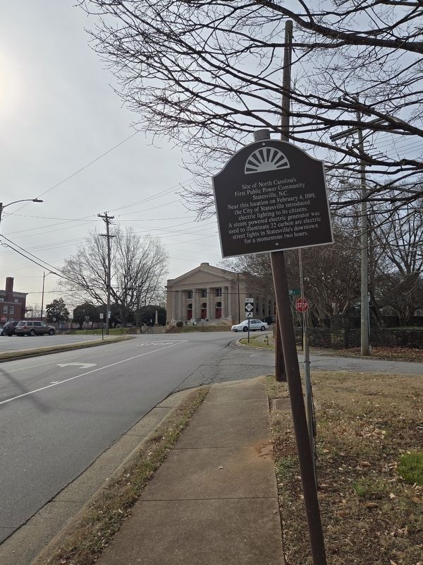 Site of North Carolina's First Public Power Community Marker at corner of W. Water and Debow Streets image. Click for full size.