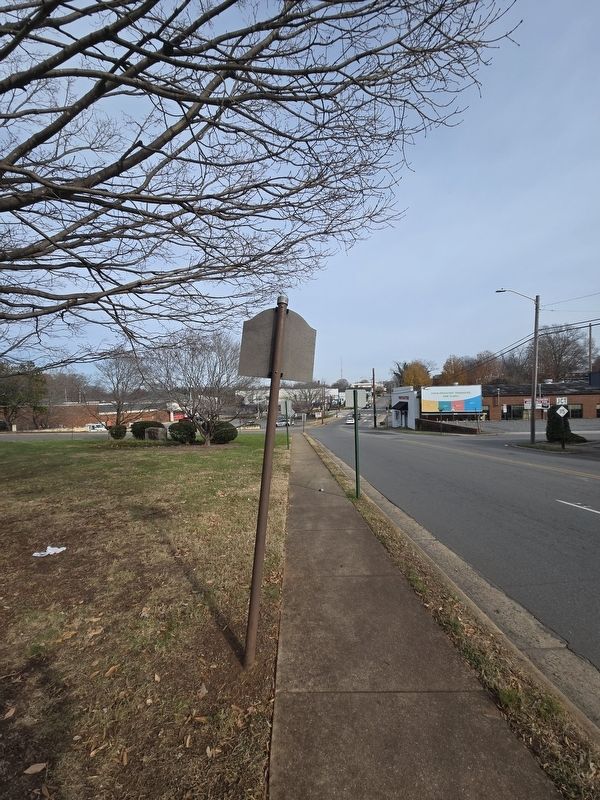 Site of North Carolina's First Public Power Community Marker looking east on West Water St. image. Click for full size.
