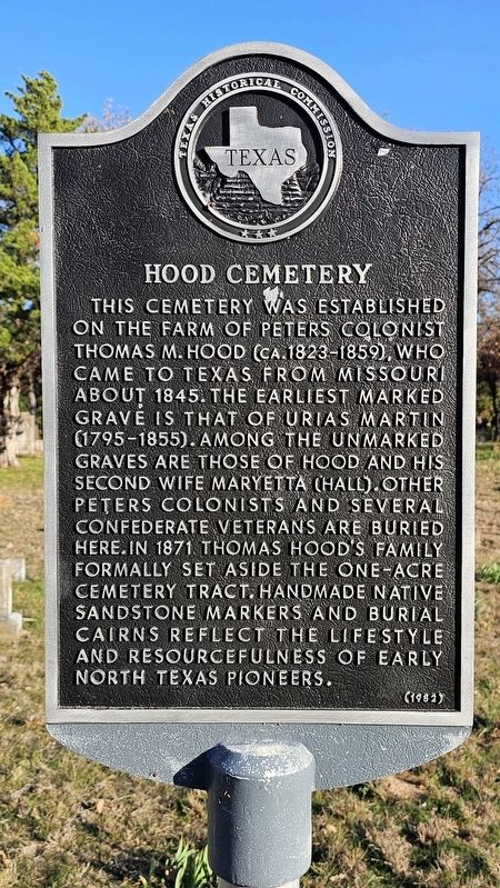 Hood Cemetery Marker image. Click for full size.