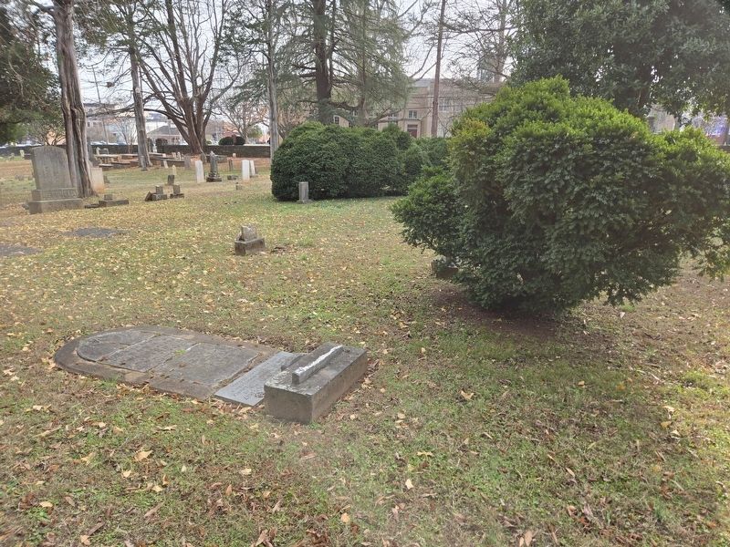 Full grave site of Dr. Cowan at Fourth Creek Cemetery. First Presbyterian Church in the background image. Click for full size.