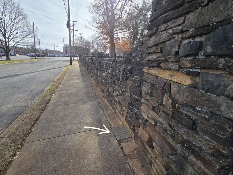 Original Town Limits of Statesville Marker indicated by the arrow. Looking east on Debow Street image. Click for full size.