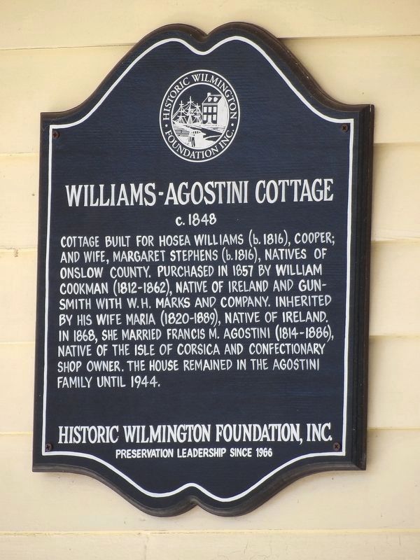 Williams-Agostini House Marker image. Click for full size.