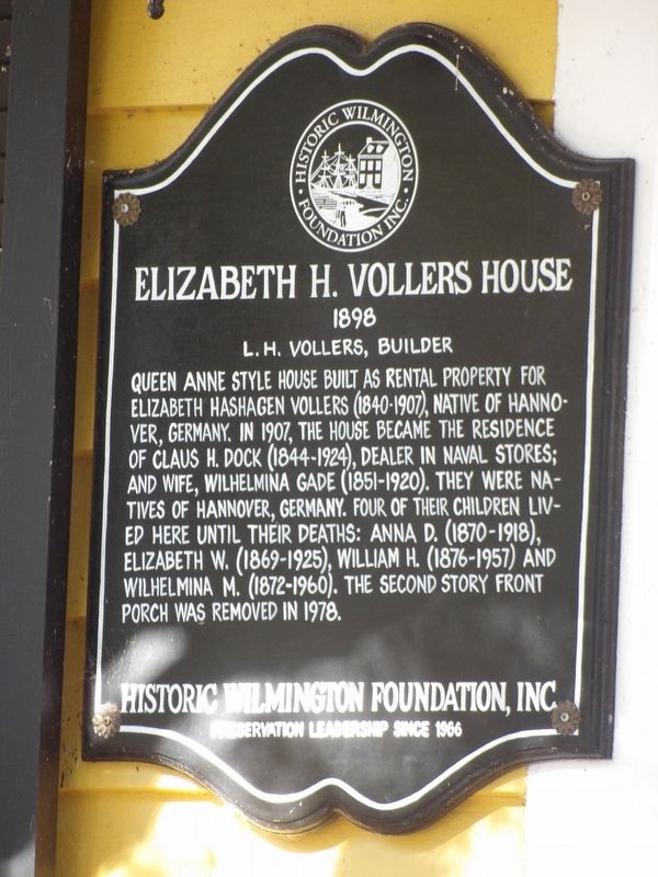 Elizabeth H. Vollers House Marker image. Click for full size.