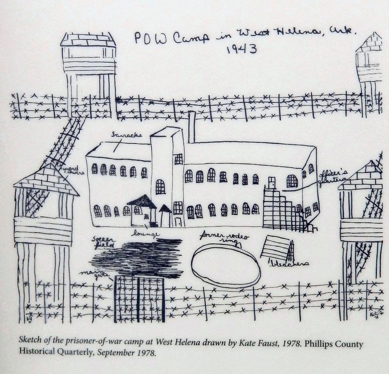 Marker detail: West Helena POW Camp, 1943 image. Click for full size.
