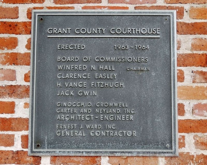 1964 Grant County Courthouse Plaque. Click for full size. 1964 Grant County Courthouse Plaque image. Click for full size.
