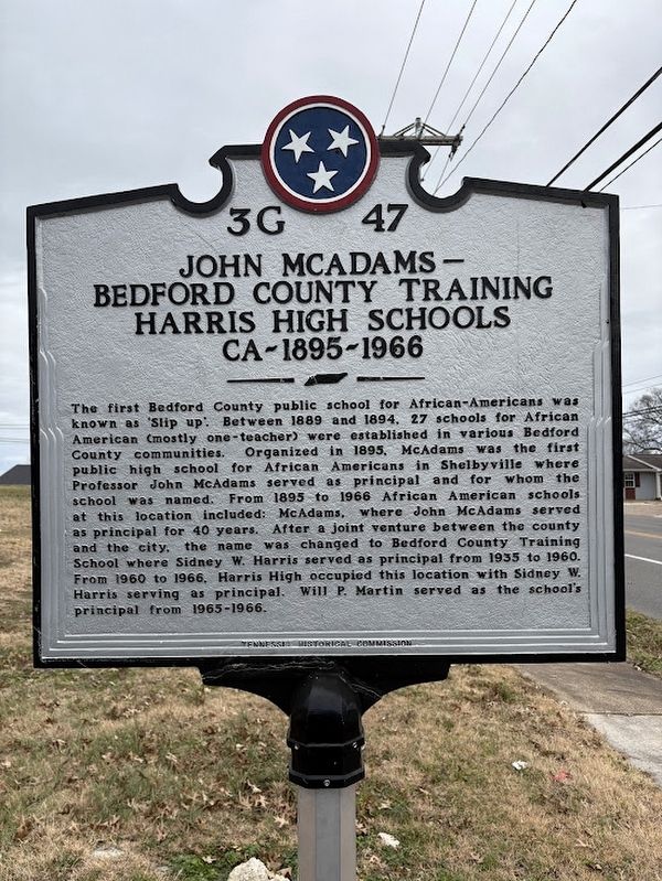 John McAdams-Bedford County Training Harris High Schools Ca - 1895-1966 marker. Click for full size. John McAdams-Bedford County Training Harris High Schools Ca - 1895-1966 marker image. Click for full size.