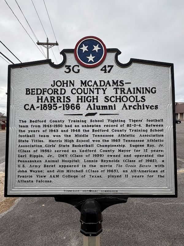 John McAdams-Bedford County Training Harris High Schools Ca - 1895-1966 marker. Click for full size. John McAdams-Bedford County Training Harris High Schools Ca - 1895-1966 marker image. Click for full size.