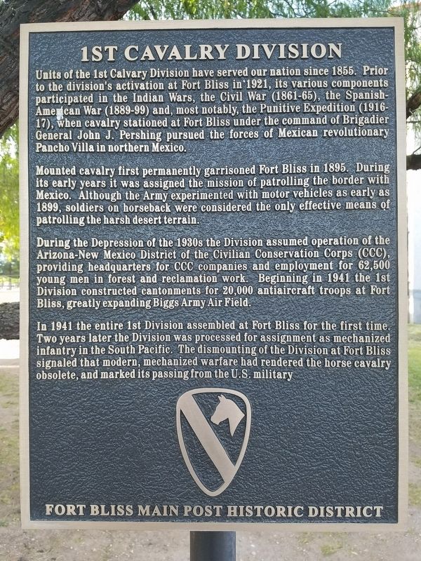 1st Cavalry Division Marker image. Click for full size.