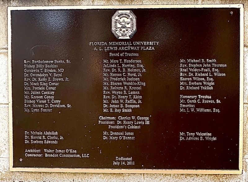 Dedication Plaque image. Click for full size.