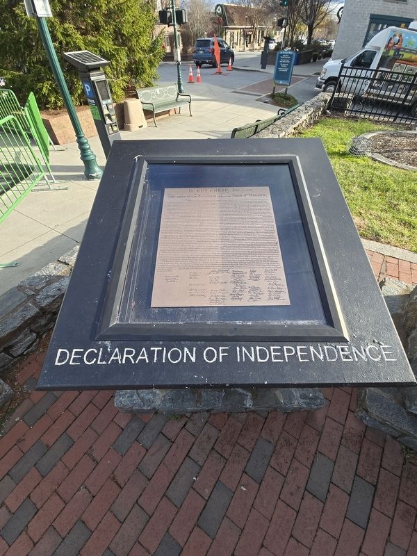 The Charters of Freedom Marker - replica display of the Declaration of Independence image. Click for full size.