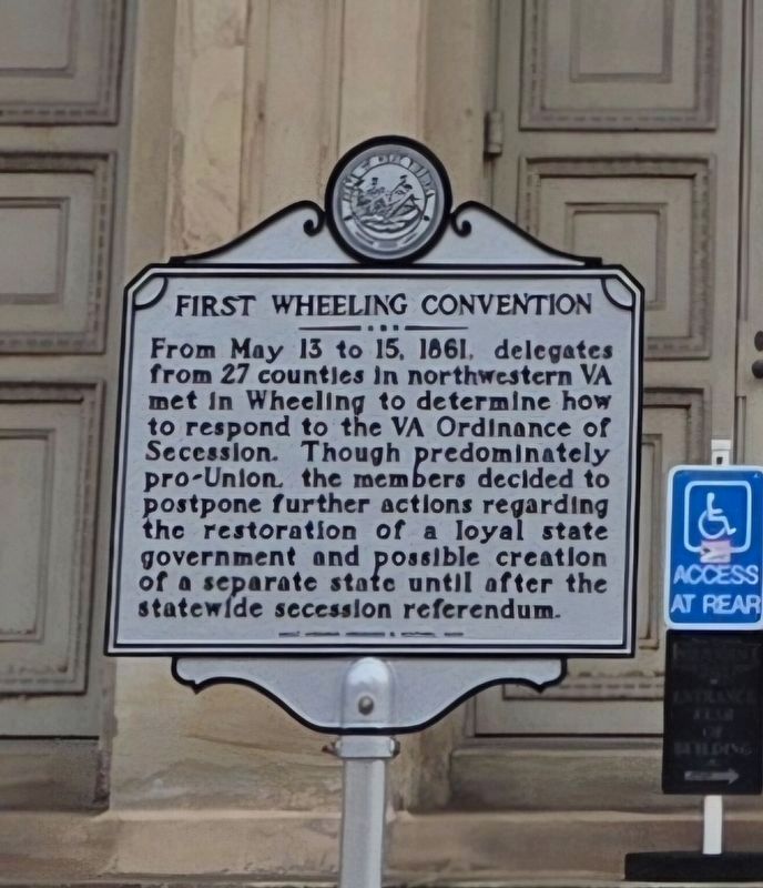 First Wheeling Convention Marker Side image. Click for full size.