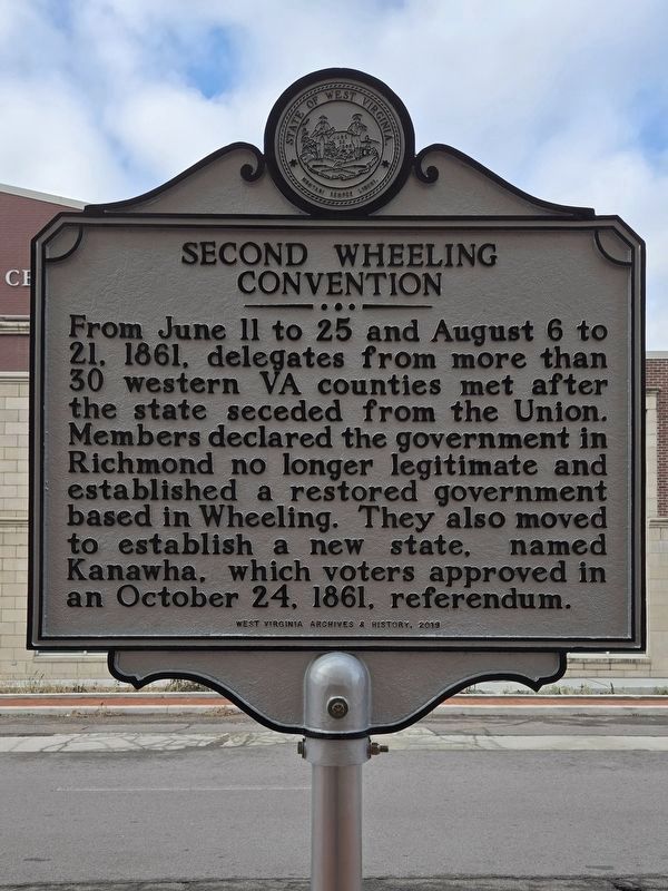 Second Wheeling Convention Marker Side image. Click for full size.