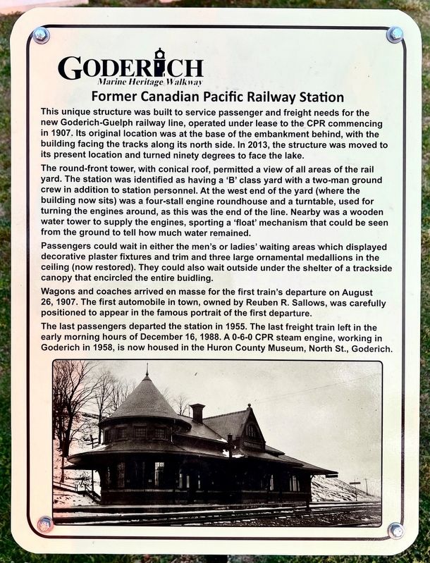 Former Canadian Pacific Railway Station Marker. Click for full size. Former Canadian Pacific Railway Station Marker image. Click for full size.