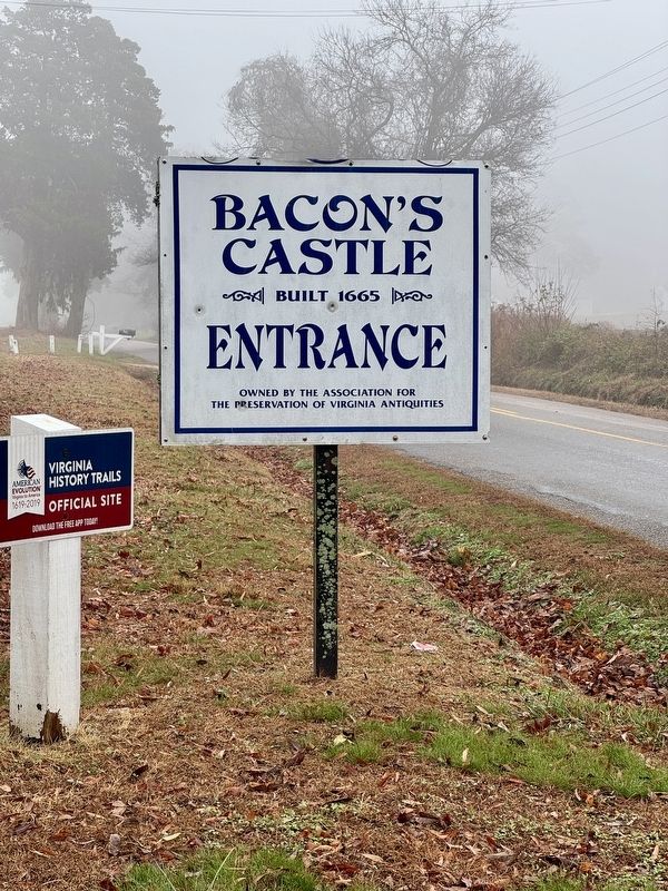 Bacons Castle Entrance Sign. Click for full size. Bacons Castle Entrance Sign image. Click for full size.