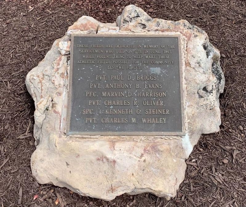 Soldiers Memorial at Howrey Field Park Marker. Click for full size. Soldiers Memorial at Howrey Field Park Marker image. Click for full size.
