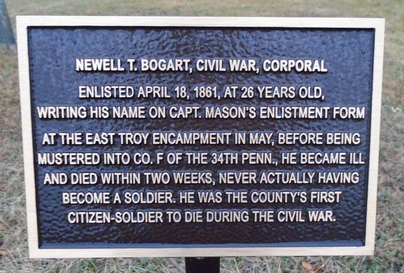 Newell T. Bogart, Civil War, Corporal Marker. Click for full size. Newell T. Bogart, Civil War, Corporal Marker image. Click for full size.