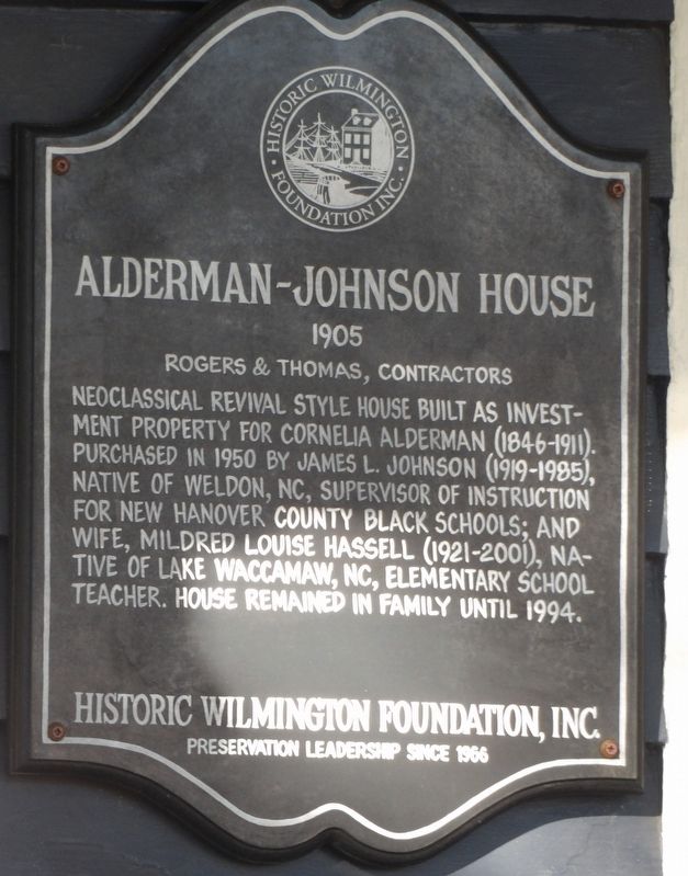 Alderman-Johnson House Marker. Click for full size. Alderman-Johnson House Marker image. Click for full size.