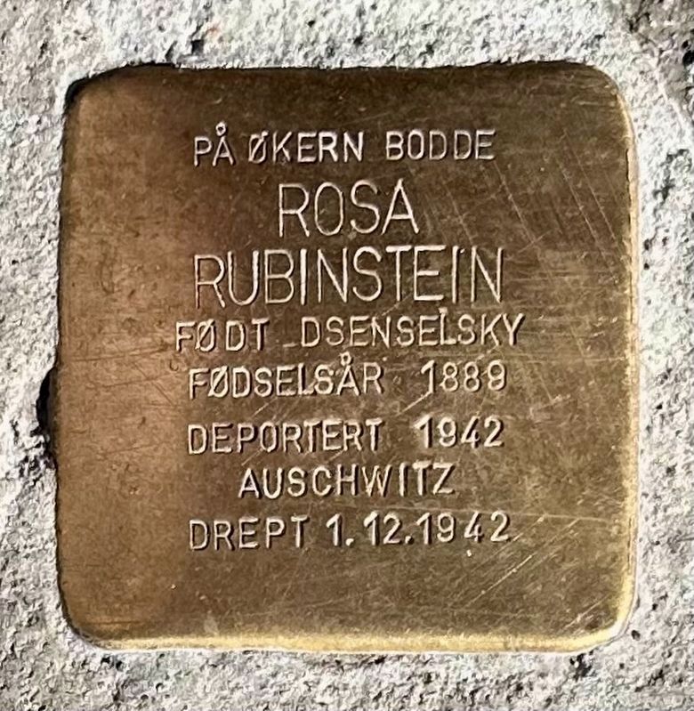 Rosa Rubinstein stolperstein image. Click for full size.
