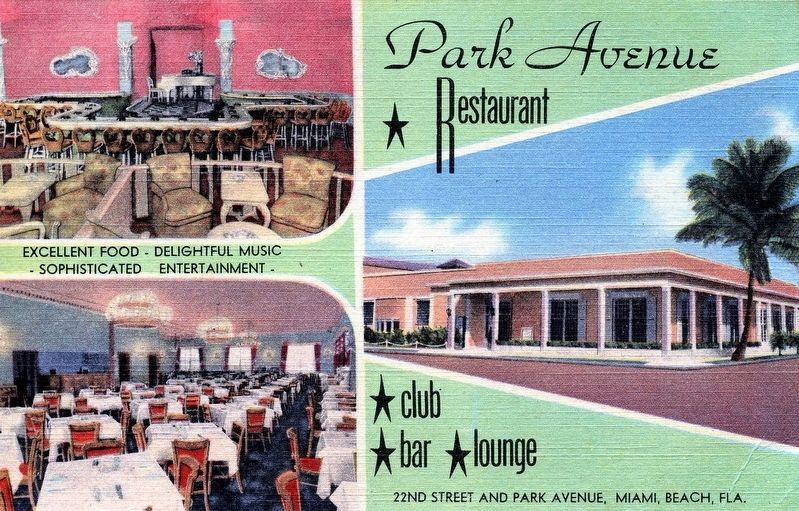 Park Avenue Restaurant postcard image. Click for full size.