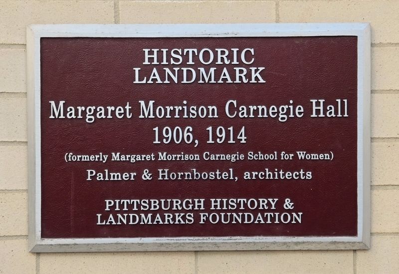 Margaret Morrison Carnegie Hall Marker image. Click for full size.