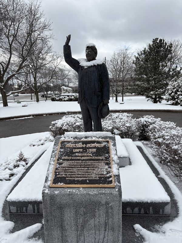 Melvin Jones statue and marker. Click for full size. Melvin Jones statue and marker image. Click for full size.