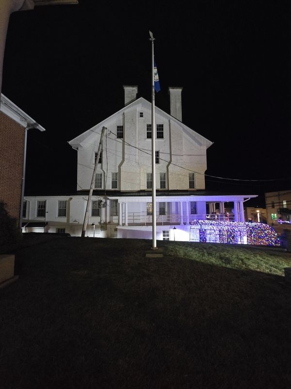 Carroll County Historical Flagpole Marker at the base of the Virginia state flag image. Click for full size.