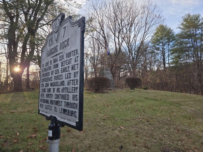 100th Anniversary of Hanging Rock Marker in background of Hanging Rock marker. Click for full size. 100th Anniversary of Hanging Rock Marker in background of Hanging Rock marker image. Click for full size.