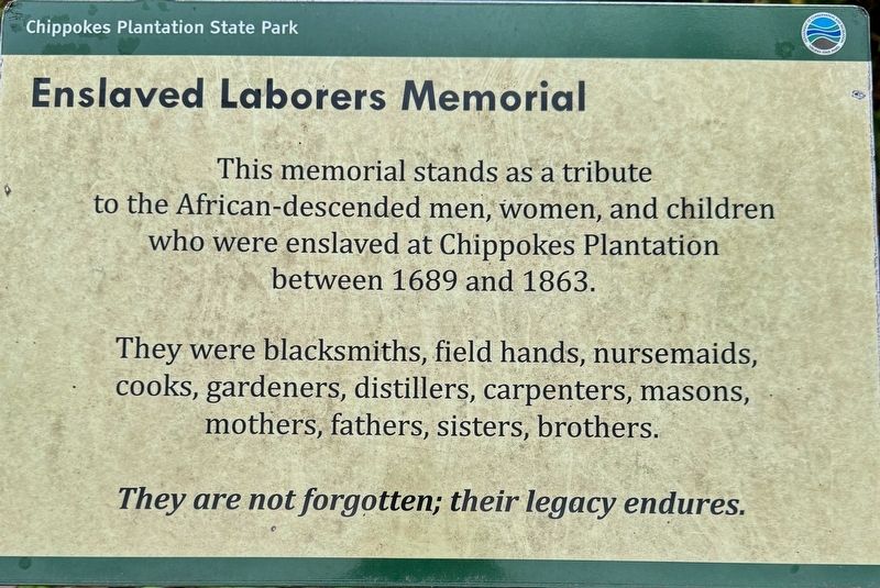 Enslaved Laborers Memorial Marker image. Click for full size.
