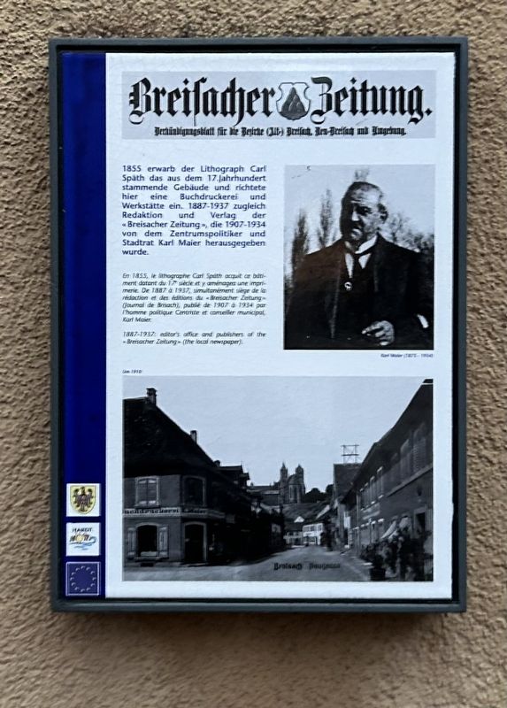 Breisacher Zeitung / Breisach Newpaper Marker image. Click for full size.