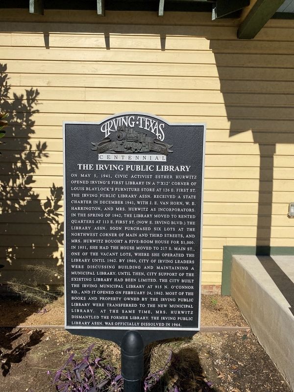 The Irving Public Library Marker image. Click for full size.