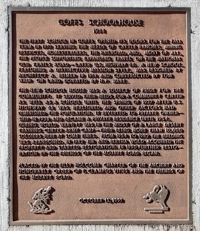 Goffs Schoolhouse Marker image. Click for full size.