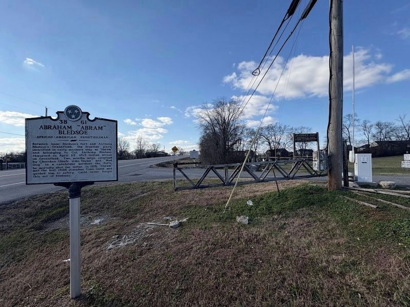 Bledsoe's Fort and Monument Marker, seen in the distance. Click for full size. Bledsoe's Fort and Monument Marker, seen in the distance image. Click for full size.