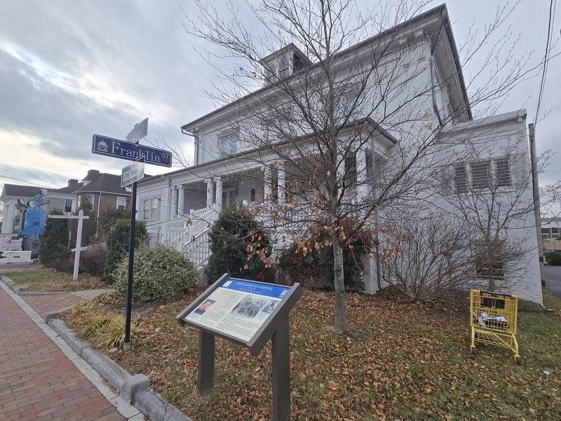 From Home to Hospital Marker in front of the Warren House image. Click for full size.