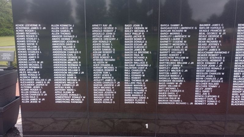 The Ohio Vietnam Veterans Memorial Wall Marker. Click for full size. The Ohio Vietnam Veterans Memorial Wall Marker image. Click for full size.