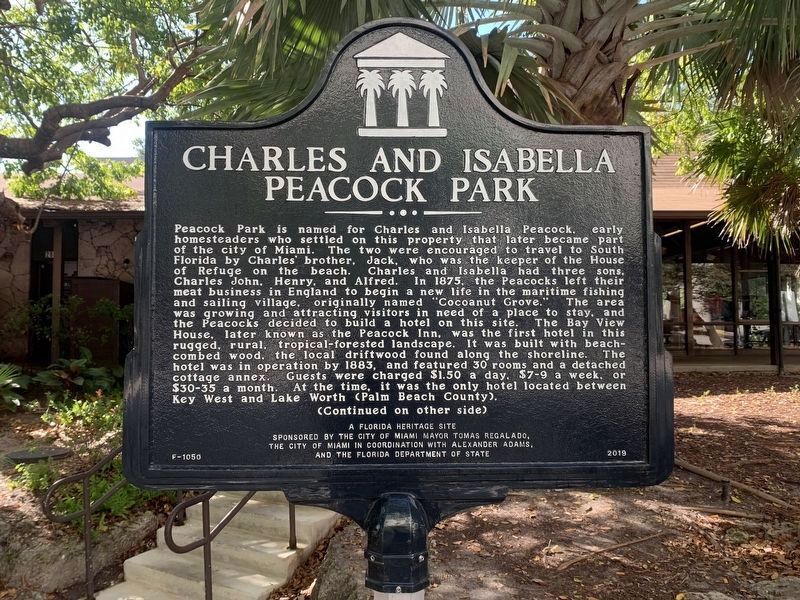 Charles and Isabella Peacock Park Marker Side 1 image. Click for full size.