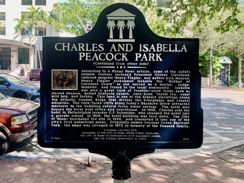 Charles and Isabella Peacock Park Marker Side 2 image. Click for full size.