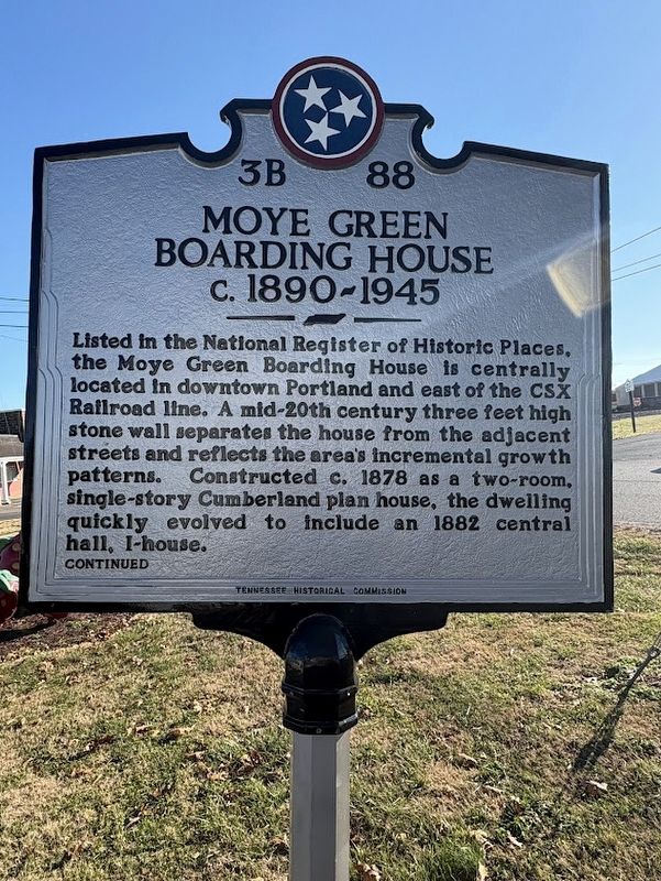 Moye Green Boarding House marker. Click for full size. Moye Green Boarding House marker image. Click for full size.
